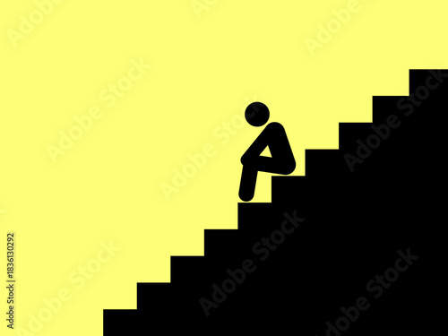 Hopeless people or businessman who despairs sit the stairs. Flat vector illustration design