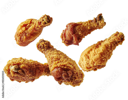 Fried Chicken Drumsticks Garnished on a Transparent Background with Crispy Texture and Rich Flavor