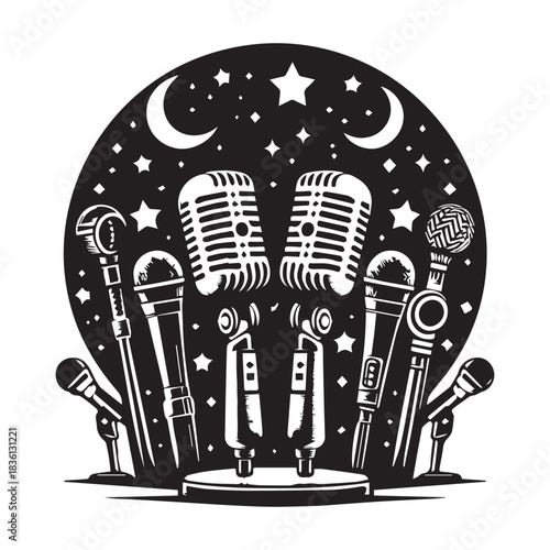 “Microphone SVG/Vector Bundle – Retro Studio & Live Audio Icons”