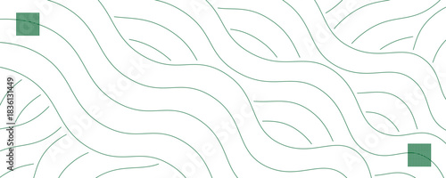 Green farm banner, organic abstract white background with fields. Wavy green lines, natural organic products.