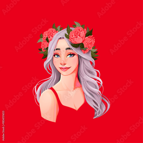 beautiful girl with flower crown.