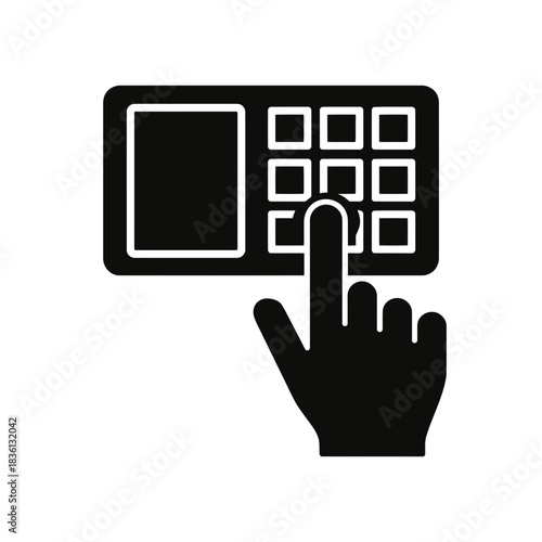 keypad, input, touch, hand, press, device, access, control, security, authentication, interface, panel, buttons, digital, numeric, interaction, technology, entry, code, password, unlock, system, opera