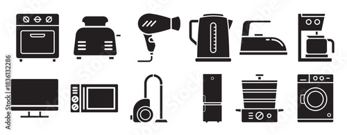appliances icon vector set technics illustration sign