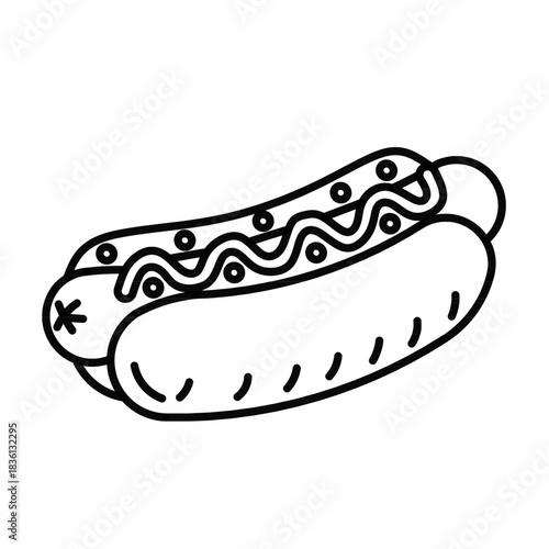 Hot dog line art food icon