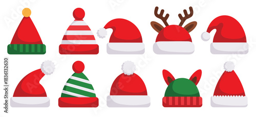 assortment of festive christmas hats and headwear santa hats