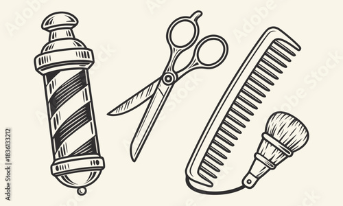 Hairdressing tools collection icons set Hair salon tools and accessories icons set: