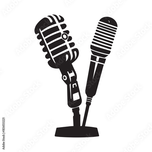 “Vintage & Modern Microphone Icon Set – High-Quality Vector Collection”