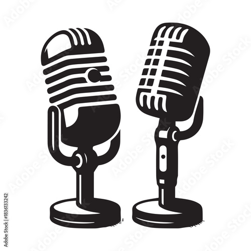 “Vintage & Modern Microphone Icon Set – High-Quality Vector Collection”