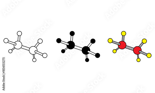 ethene molecule double bond structure illustration, chemical molecular structure icon vector