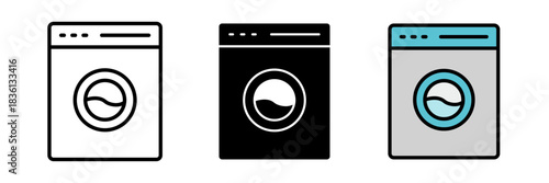 Laundry icon simple outline of a washing machine or a clothes hanger with clothing, representing laundry or washing in a clean minimal style.