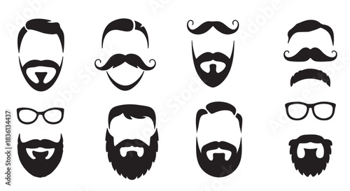 black silhouette facial hair and glasses mustache beard 