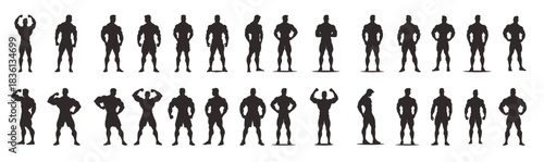 bodybuilder silhouette clipart bundle 