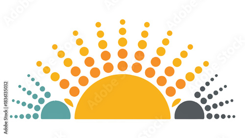 Minimalist digital art featuring three identical curved dot patterns side by side in a clean and modern aesthetic