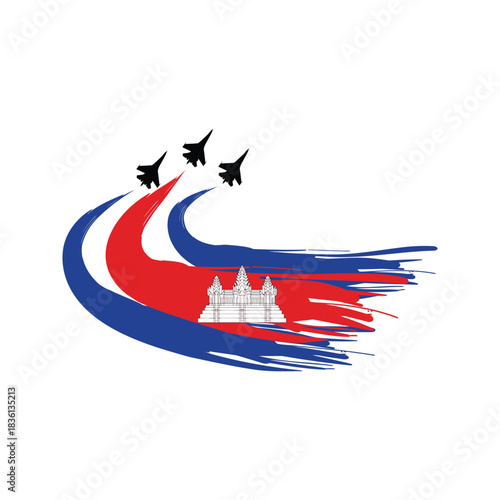 Cambodia Independence Day Celebration with Fighter Jets.