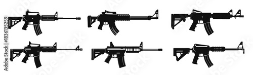 weapon silhouette vector set machine gun silhouettes bundle