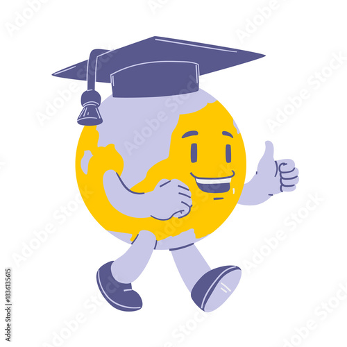 Happy Earth Graduate Retro showing his thumbs up