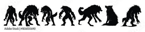 werewolf clipart silhouette bundle 