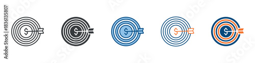 Target Market Icon Set Multiple Style Collection 