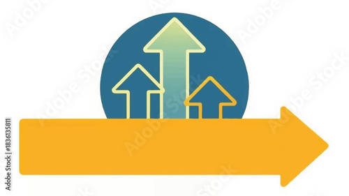 Minimalist deep blue background featuring a dynamic cluster of upward trending arrows symbolizing growth and progress