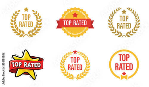 Top Rated Award Badges and Symbols Set