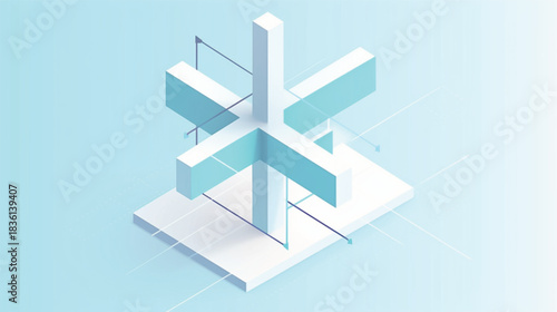 Clean isometric minimal style x y z axis vector icon with thin arrows and clear labels representing spatial dimensions