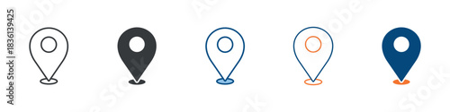 Location Pin Icon Set Multiple Style Collection 