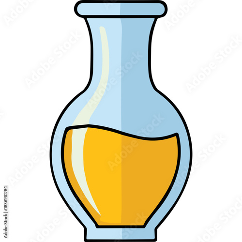 Glass Decanter With Amber Liquid Simple Minimalist Flat Design Icon Isolated On Black Background