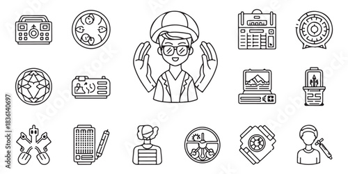 hand drawn illustrations of a set of icons