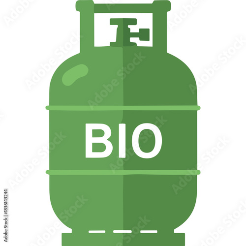 Green Bio Gas Tank With BIO Label On White Background Clean Energy Concept