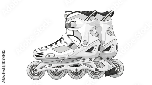 Black and white illustration of two inline skates sidebyside