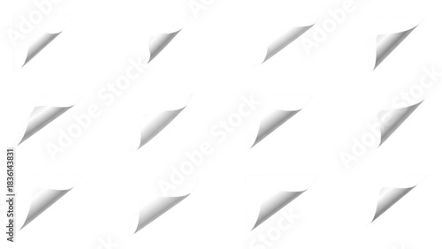 Elegant graphic collection of page curls, signifying subtle revelation or drawing attention to content in creative visual compositions