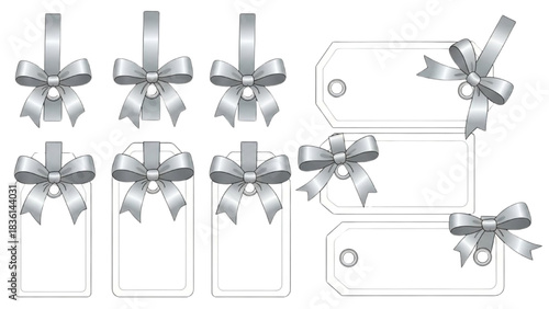 Elegant Silver Bow Gift Tags and Labels Collection for Festive Celebrations and Special Occasions
