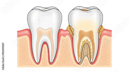Dental Health Comparison Healthy Tooth vs