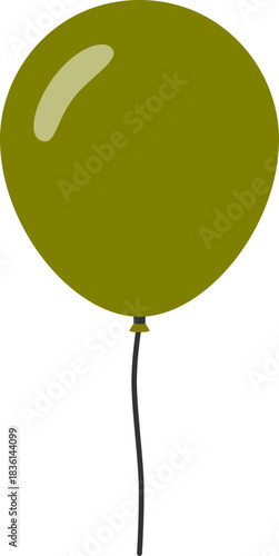 Minimal olive green hot air ballon with dark thread vector illustration