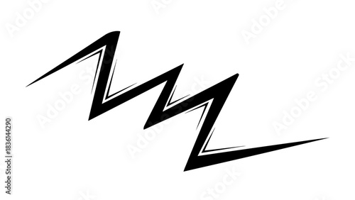 Black stylized zigzag line with tapering ends on a white background