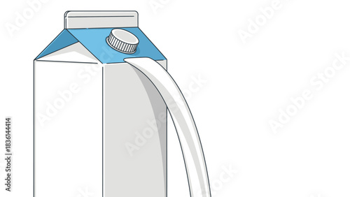 Carton pouring white liquid through a plastic spout