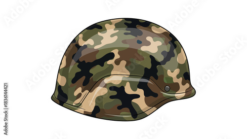 Camouflage military helmet illustration against a white background