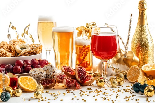 New Year’s Eve table stacked with delicious snacks and party foods