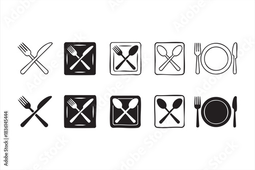 Fork Knife Spoon Icon Collection for Restaurant and Cafe UI Design