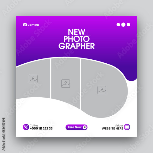 Photography social media post web banner design template