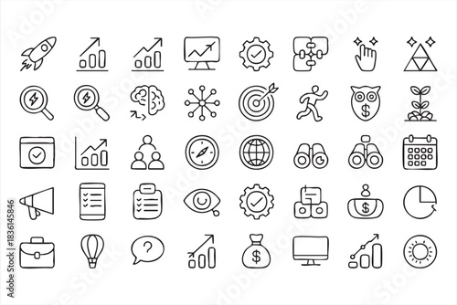 Business Growth and Strategy Icons for Analytics Dashboards and UI