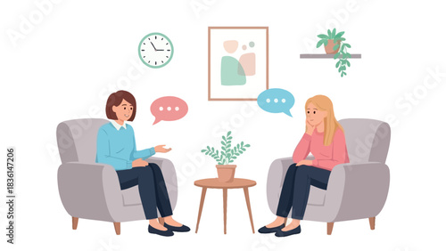 Therapist talking with client in a professional therapy session