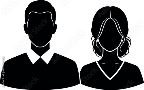 Professional male and female user avatar profile silhouettes