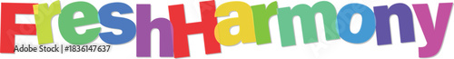 Fresh Harmony vibrant colorful lettering isolated on transparent background for webdesign