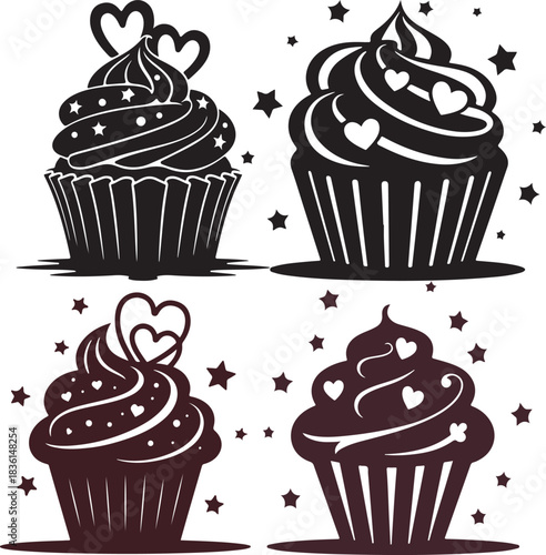 Cupcake with love illustration vector .