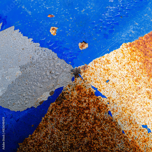 Rust and paint pattern on a bin