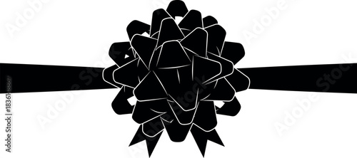 Black gift bow and ribbon for festive occasions or formal events