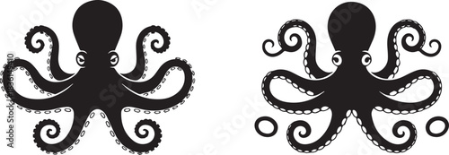 Octopus Vector Icon, Sea Creature Illustration, Marine Life Symbol with Tentacles, Underwater Animal, Cartoon or Line Style, Modern Icon Isolated on White Background