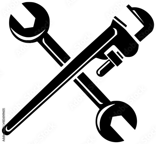 tool illustration mechanical silhouette repair logo work icon service outline industry maintenance engineer technology workshop engineering wrench mechanic industrial shape mechanism vector graphic ba