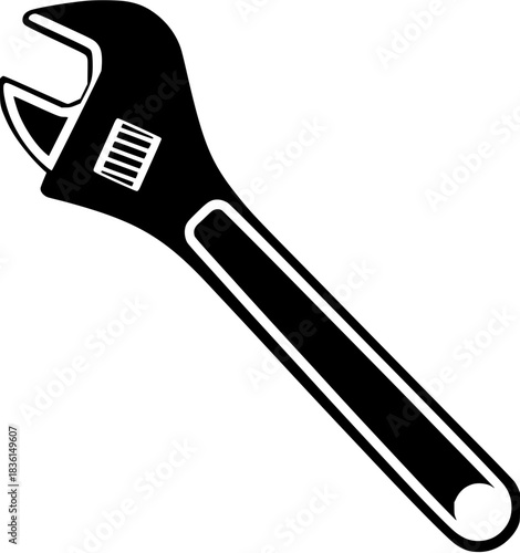 tool illustration mechanical silhouette repair logo work icon service outline industry maintenance engineer technology workshop engineering wrench mechanic industrial shape mechanism vector graphic ba